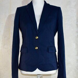 J.Crew Navy Blue "Schoolboy" Wool-Blend Blazer | Gold Crest Buttons | Size 4